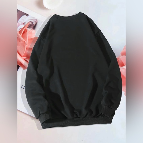 Causal Crew Neck Pullover Sweatshirts Solid Black or White - Picture 7 of 11